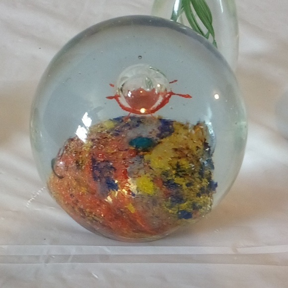 Glass nautical paperweights vintage shells, anemone, sea grass & reef - Picture 6 of 8